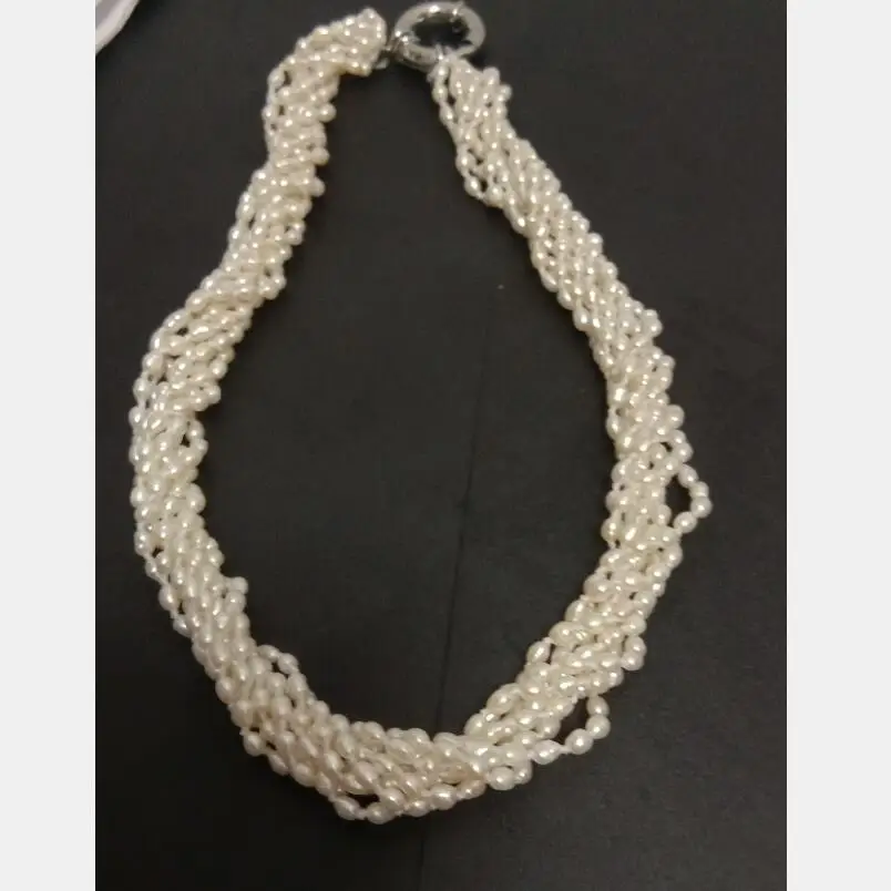 Витое ожерелье с белым жемчугом 8 нитей 4 мм 18 дюймов|twisted necklaces|necklace twistednecklace necklace |