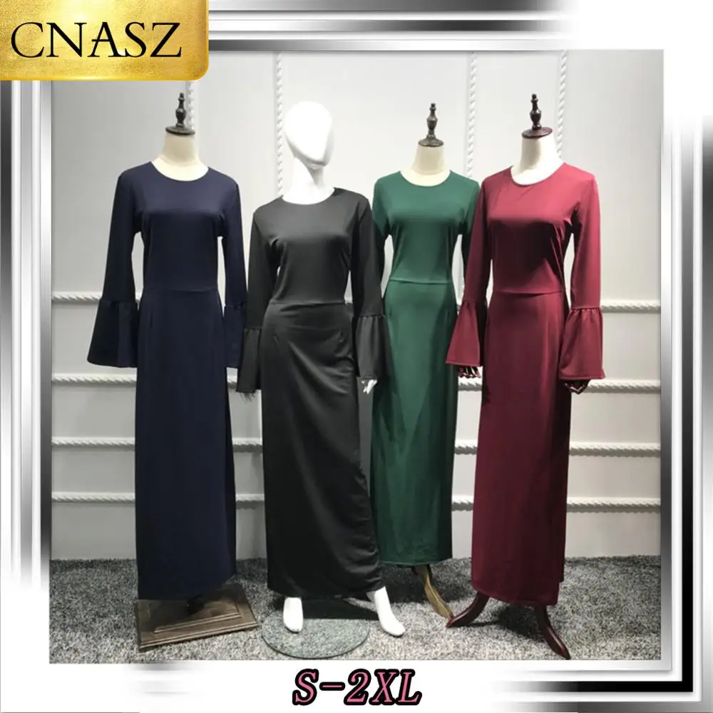 2019 элегантное мусульманское турецкое модное простое однотонное платье с длинным