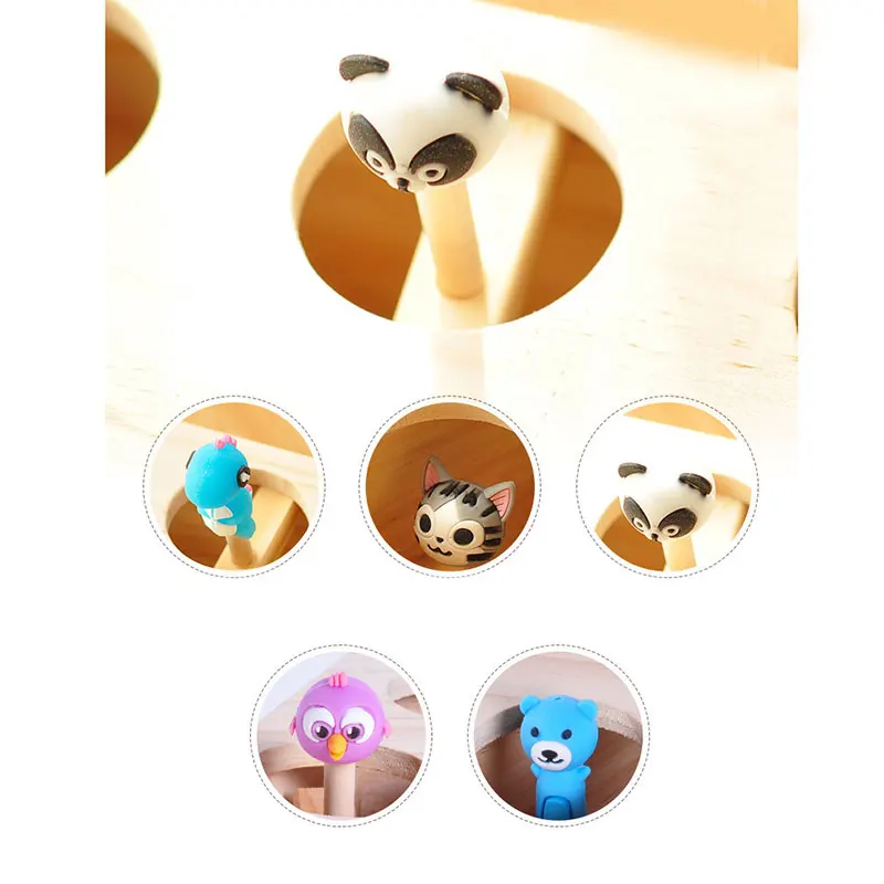 

New Hot Wooden Cat Whack-a-mole Toy Cat Toy Hamster Toys Wooden Cat Toys for Play with Cat for Cat Cute Funny Toys USJ99