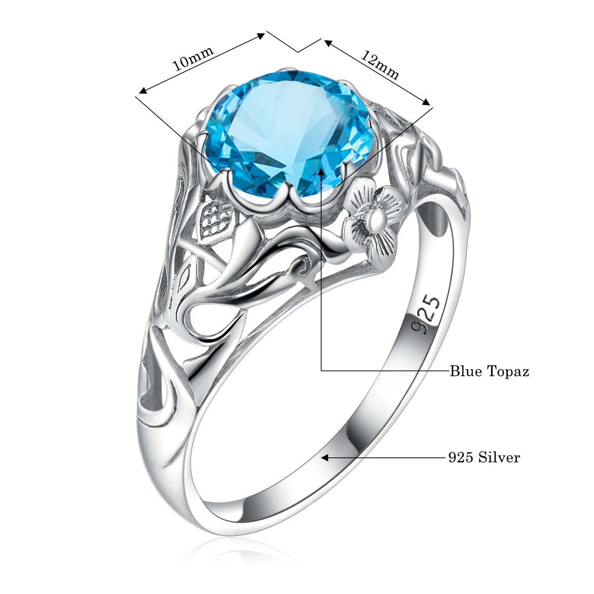 

Silver Chakra 925 Silver Rings For Women New Trendy Sterling Silver Rings Prong Setting Blue Topaz Gemstone Elegant Fine Jewelry