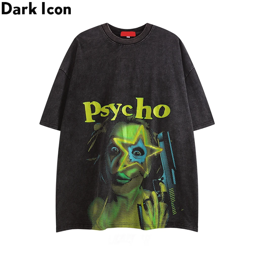 

Dark Icon Printing Hip Hop T-shirt Men Summer O-neck Oversized Men's Tshirts Male Top Cotton