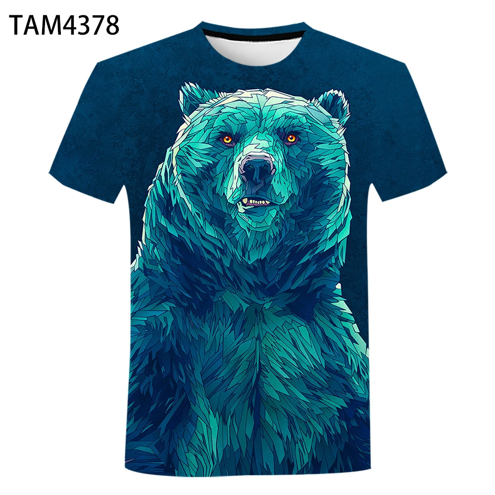 Футболка с изображением медведя в стиле Харадзюку лето 2021 мужская и женская