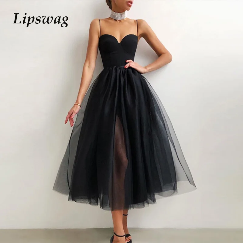 

Платье женское Сетчатое вечернее без рукавов, элегантное пикантное длинное кружевное Клубное на бретелях-спагетти, в винтажном стиле, на ве...