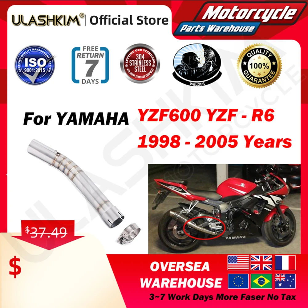 

Глушитель выхлопной трубы мотоцикла средний передний Lik Slip On для Yamaha YZF 600 YZF-R6 R6 1998 до 2005