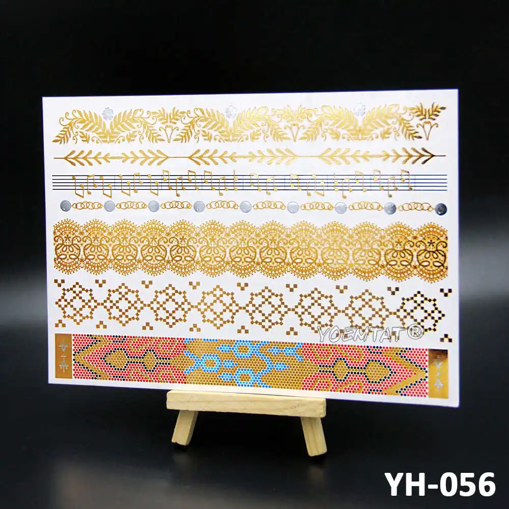 Модные золотые металлические перышки временная татуировка наклейки листья