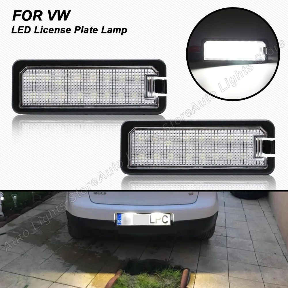 

2Pc LED License Number Plate Lamp Light For VW Amarok Passat Golf Mk7 Passat B7 B8 New Beetle Polo Scirocco EOS Seat Leon Toledo