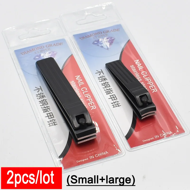 2pcs a lot High Quality Black Nail Clipper Straight Blades Nipper Toenail Cutter Fingernail Trimmer Manicure Pedicure Tools For Man Women - Цвет: 2pcs a lot