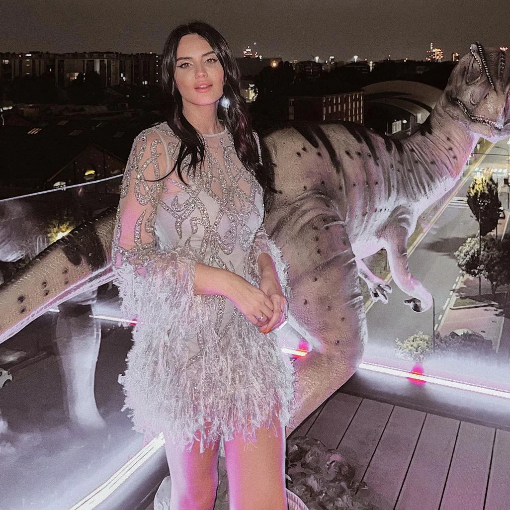 

O-neck Party Dress Applique Sequins Dress Woman Clothes Cocktail Dress With Feather Sexy Dress Party Dress Female Mini Dress