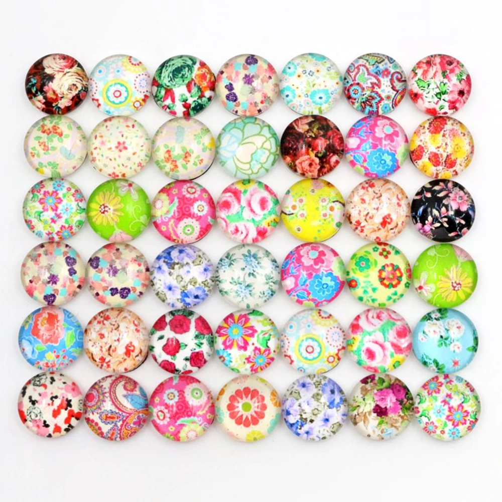 Горячая продажа 50 шт 10 мм Цветок цвета микс ручной работы стекло кабошоны узор