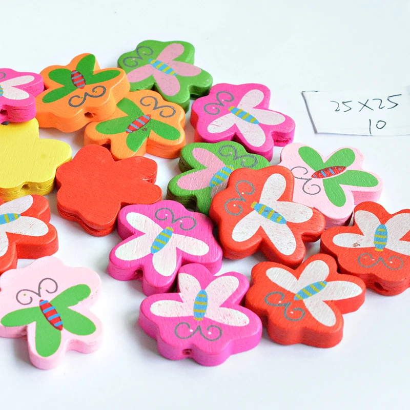 10 шт 25 мм * смешанные цвета в форме бабочки деревянные бусины для изготовления