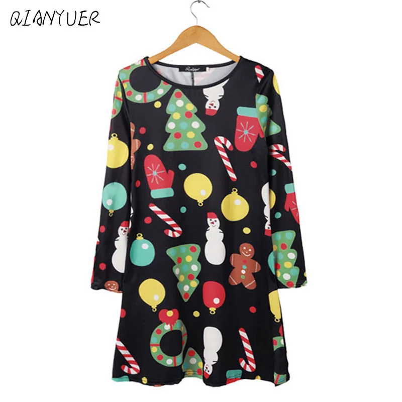 Платье размера плюс XL осеннее женское платье повседневное рождественское с