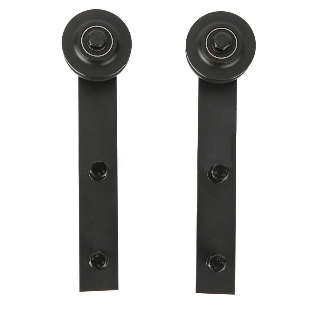Sliding Barn Door Hardware Kit Top Mounted Hanger Track Black Steel Closet Door Roller Rail Single Door Sliding Door Rail Pulley