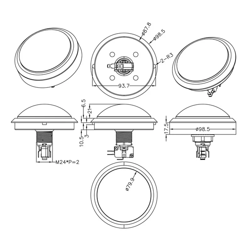Светодиодная Кнопка с подсветкой 100 мм 12 В микропереключатель для аркадных игр