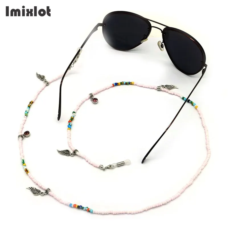 

70 см крылья Ангела цепочки для солнцезащитных очков розовые стразы шнурок для очков держатель шнурок ожерелье очки для чтения бисер шейный ...