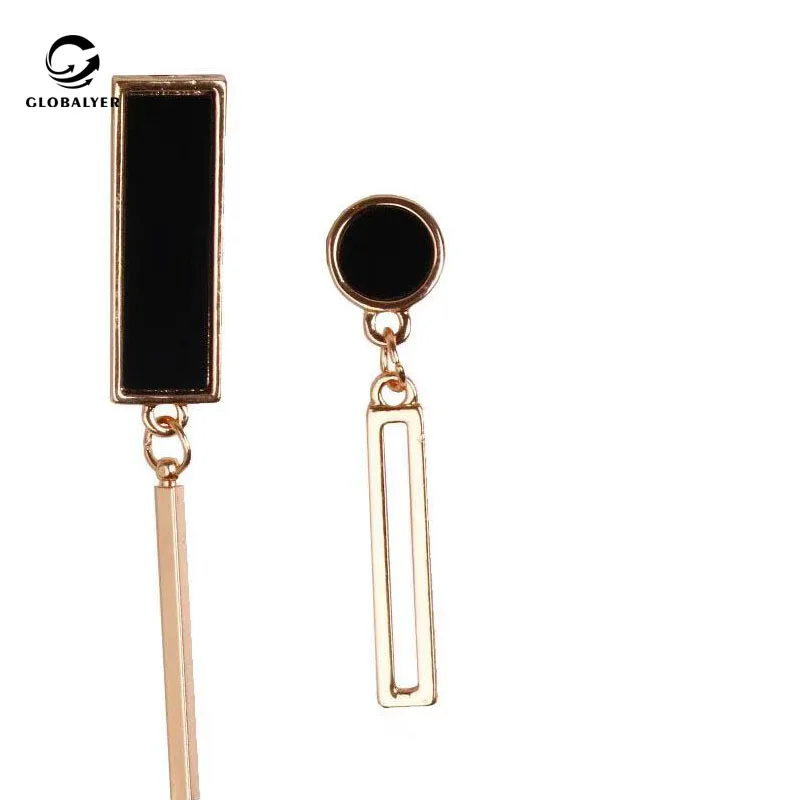 Неаллергические геометрические длинные ассиметричные серьги Простые Модные