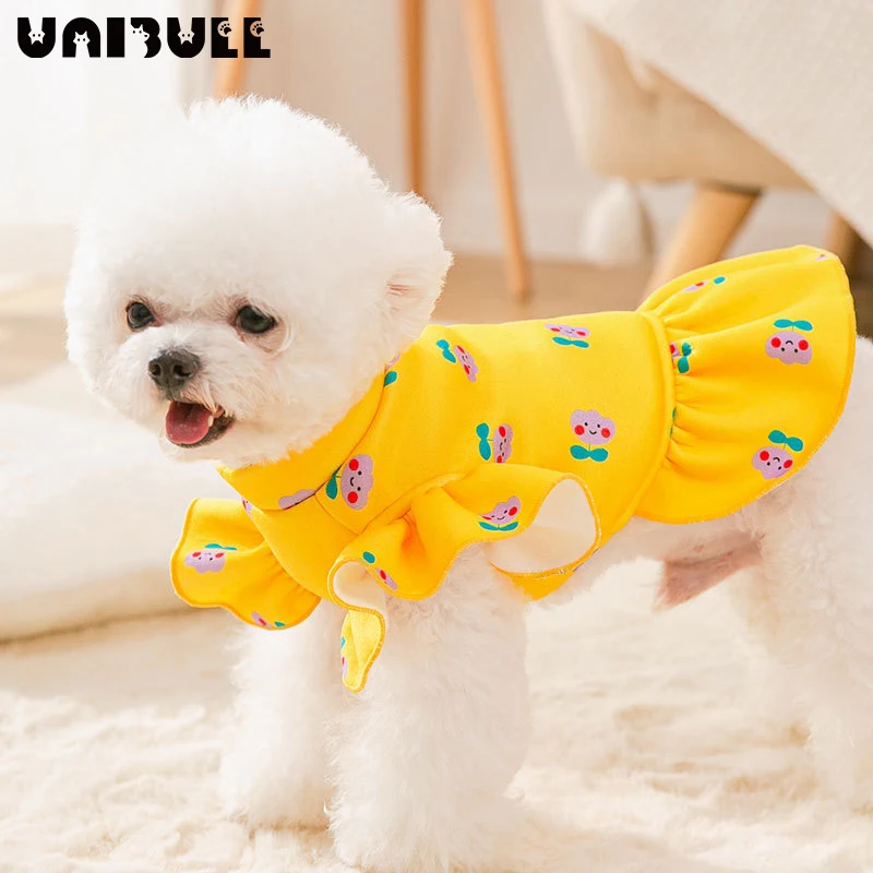 

Юбка с цветочным принтом для кошек, одежда для принцесс, ветер для кошек, одежда для домашних животных на осень и зиму, одежда для любителей