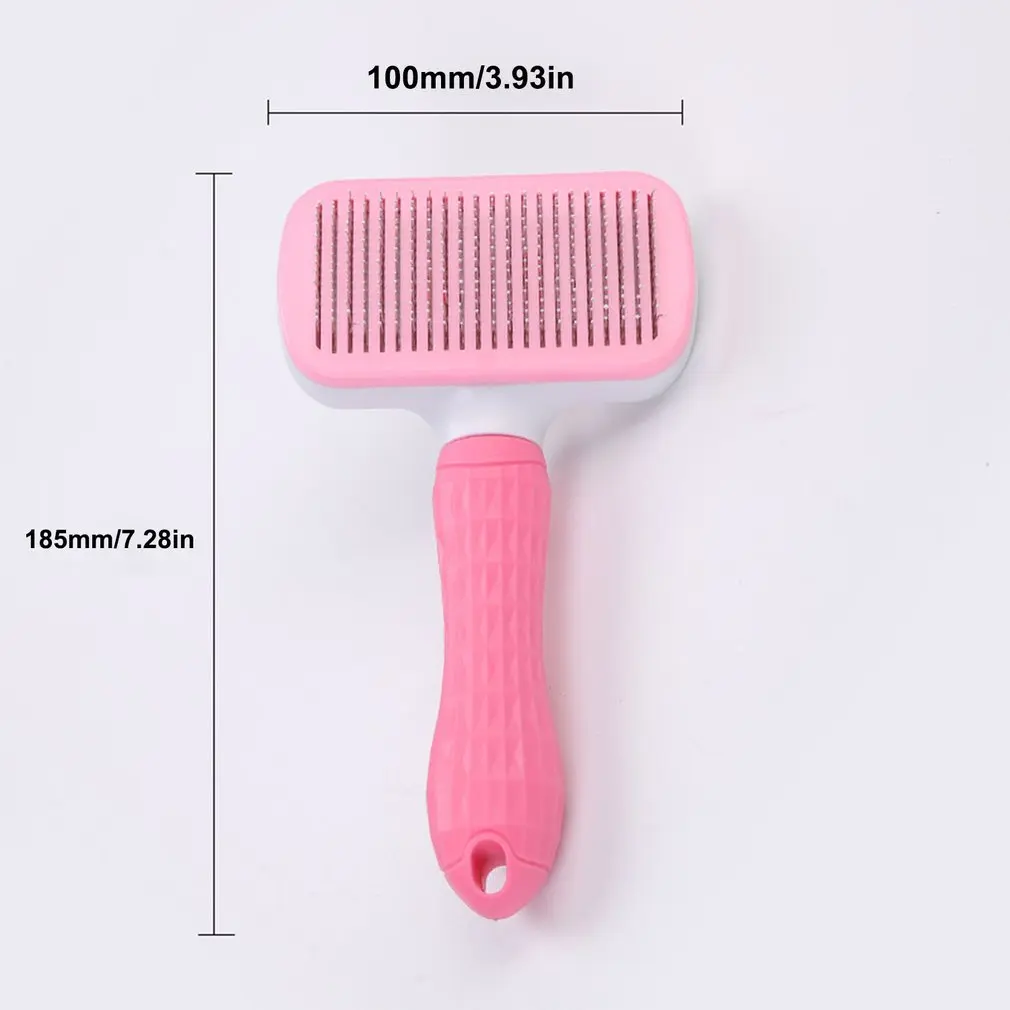 

Pet Cleaning Brush Self Cleaning Massage Comb With Anti Skid Button One Click Cleaning Tight Needle