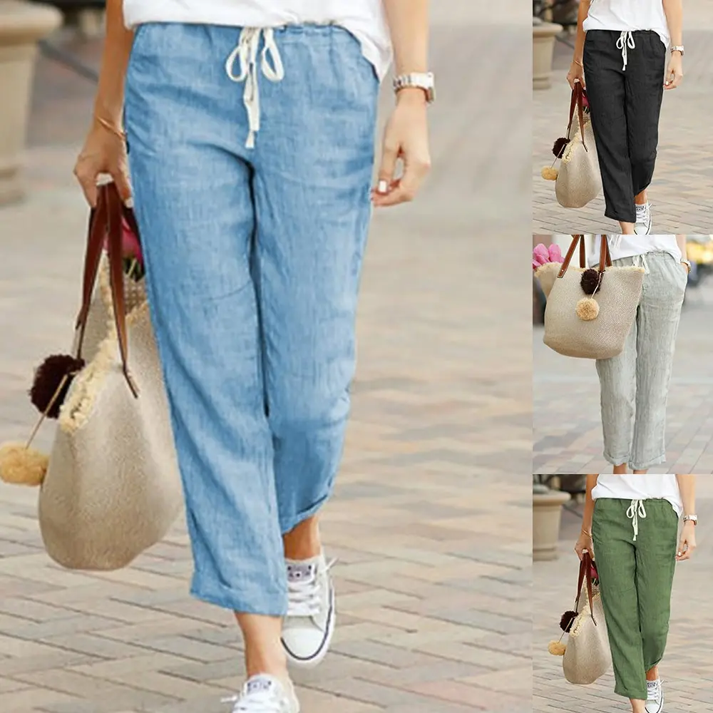 CALOFE 2020 осенние женские шаровары Повседневные брюки свободные хлопковые льняные