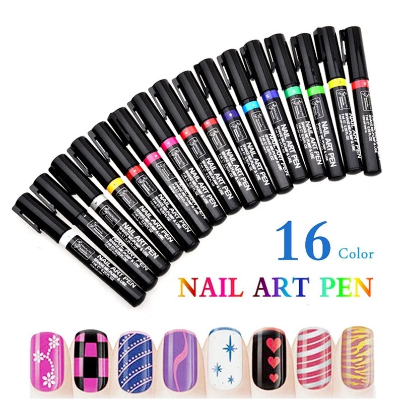 

16 Pcs Color Nail Art Pen Painting Design Tool Drawing for UV Gel Polish Set Nail Art Diy Tools Nail Liner Brush Paint