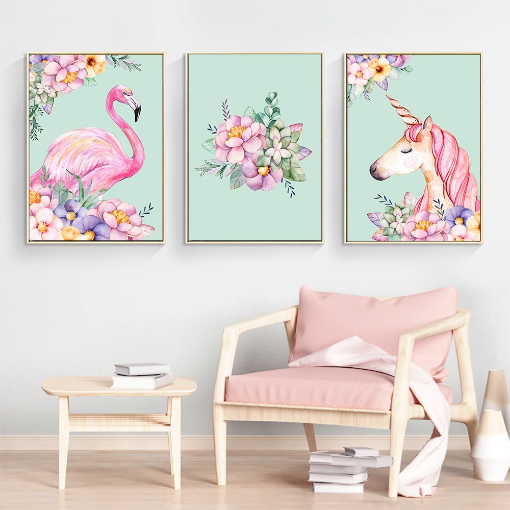 

Animal Poster Nordic Posters And Plant Tree Prints Paintings For Living Room Wall Nature Art Decorative Pictures Pink Flamingo