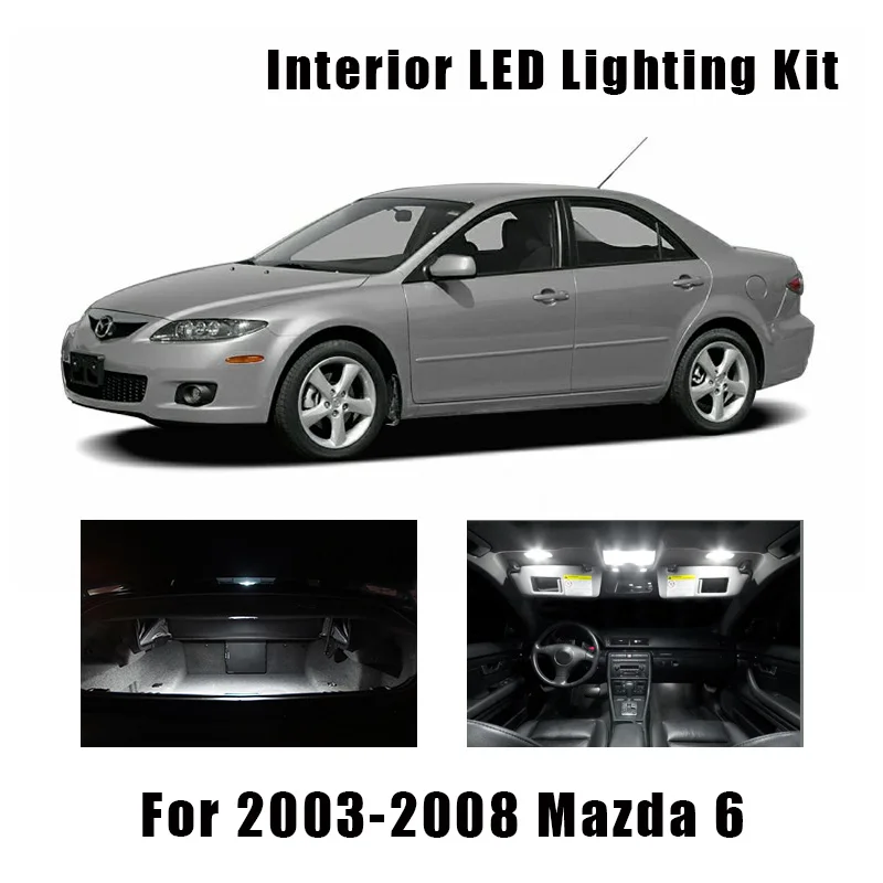 

12 Bulbs White LED Car Map Ceiling Light Interior Kit Fit For 2003 2004 2005 2006 2007 2008 Mazda 6 Courtesy License Plate Lamp