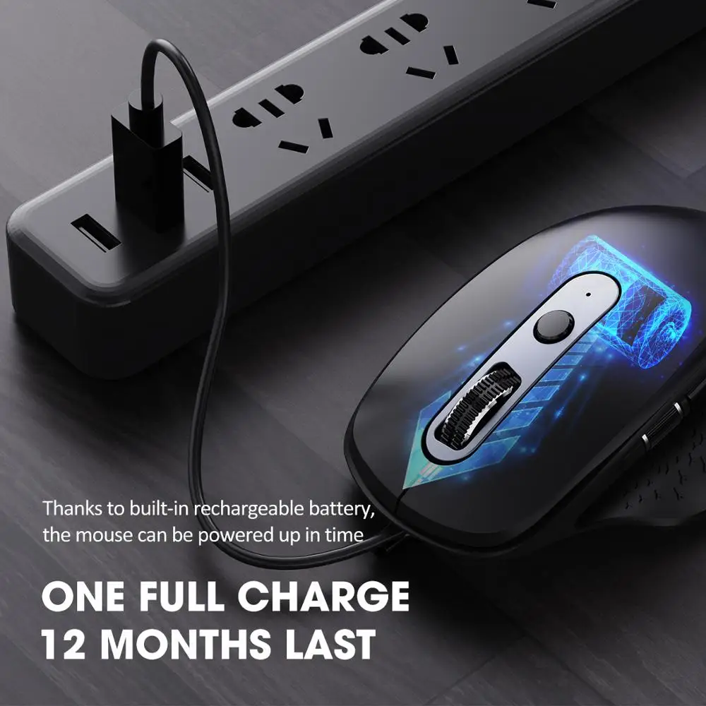 Перезаряжаемая Беспроводная Bluetooth или USB мышь VICTSING 2 4 ГГц 5 уровней Регулируемая DPI