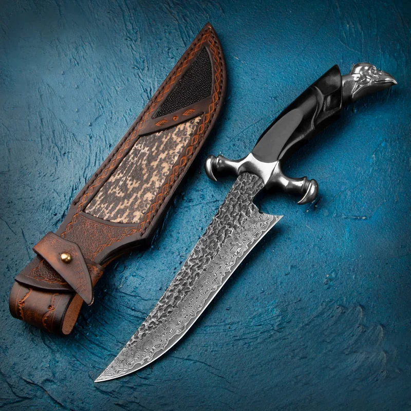 HUANGFU Дамасская сталь походный охотничий нож для выживания в джунглях самооборона