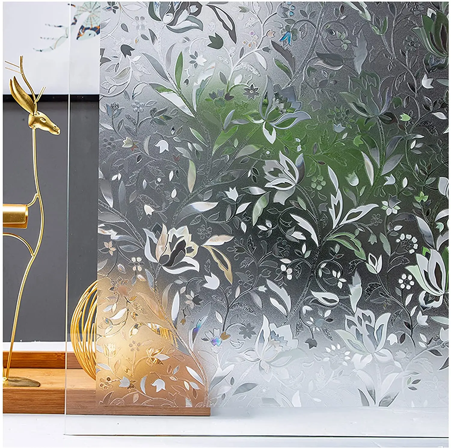 

LUCKYYJ Privacy Film Static Window Clings 3D Window Decals Rainbow Self-adhesive Glass Tint Film Heat Control Window Stickers