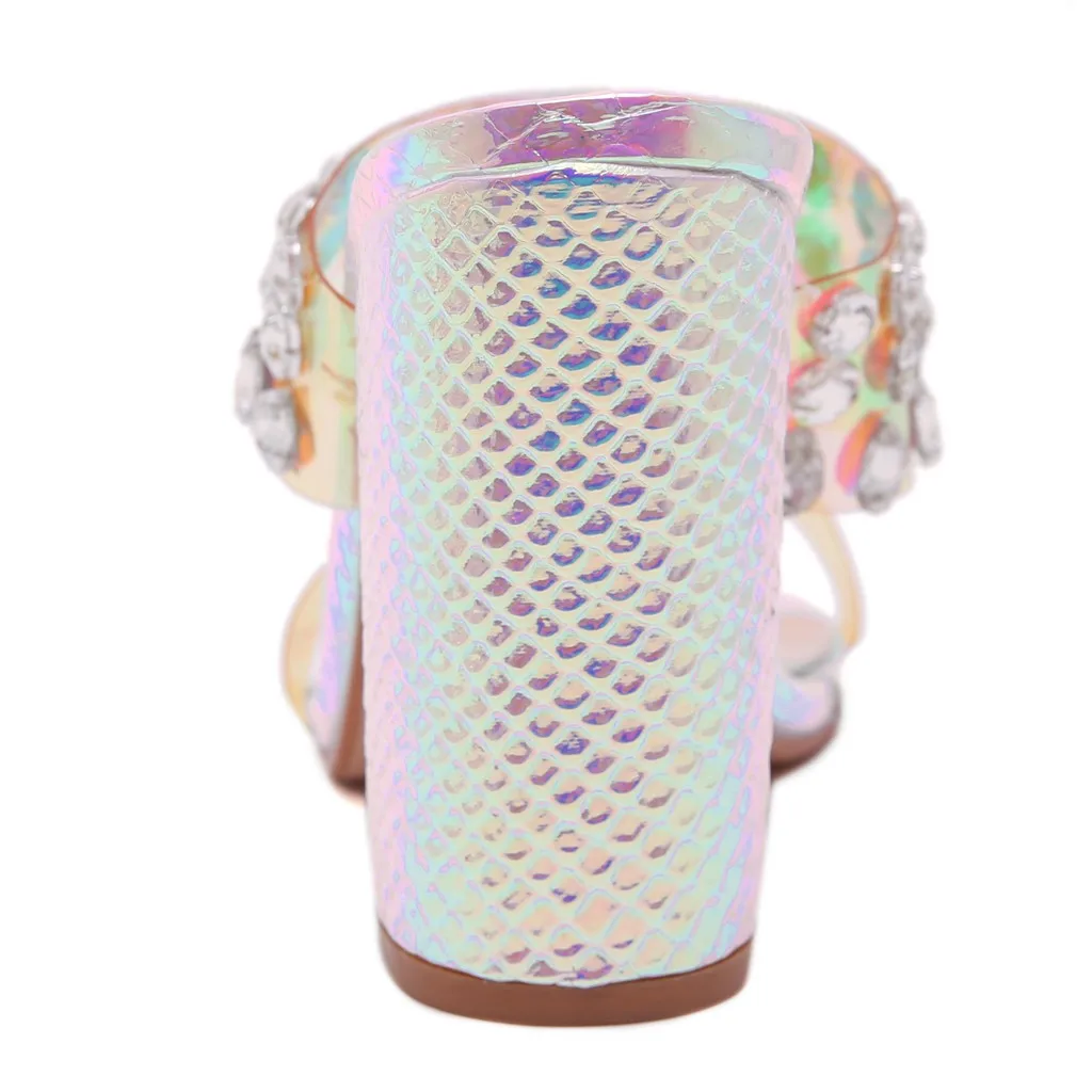 Женские шикарные тапочки кожаные сандалии со стразами женские пляжные шлепанцы