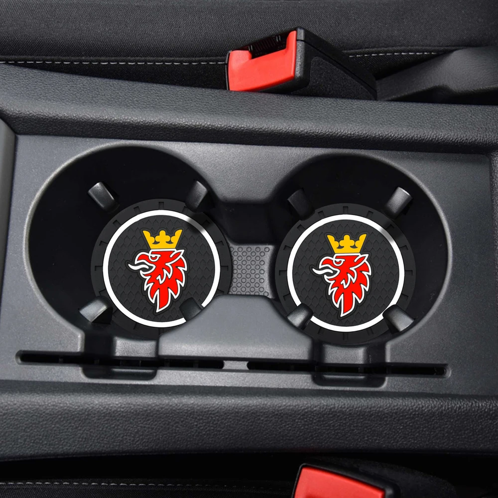 

2PCS Car Cup Coaster Anti-Slip Pad Cup Holder Mat Pad Bottle Built-in Car Styling For SAAB 9-3 93 9-5 9 3 9000 5 Accessories