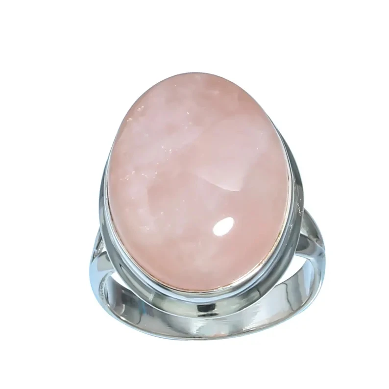

Bohemian Big Pink Moonstone Gem Ring For Women Girls Fashion Party Solitaire Ring Jewelry