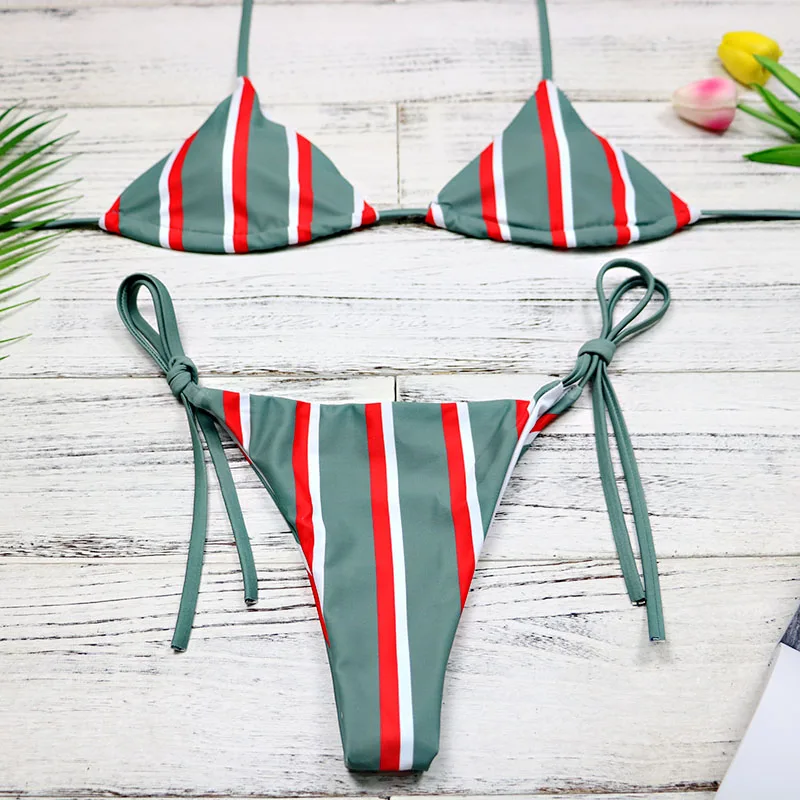 

Striped Brazilian bikini 2019 New Sexy swimsuit female swimwear women bathing suit swim wear biquini 3083