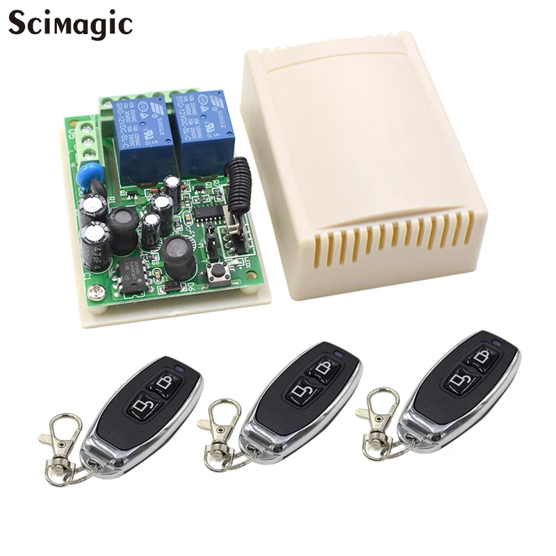 

433 MHz AC 110V 220V Wireless 2CH RF Transmitter Remote Control Switch + Universal Wireless RF Receiver For Light Garage Door