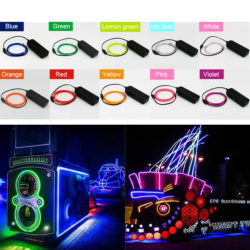 HOT 8Pcs/set Multi-Colors EL Wire Neon Rope Lights Blue Red White Green Pink Lemon for Halloween Christmas Party DIY Decoration | Освещение