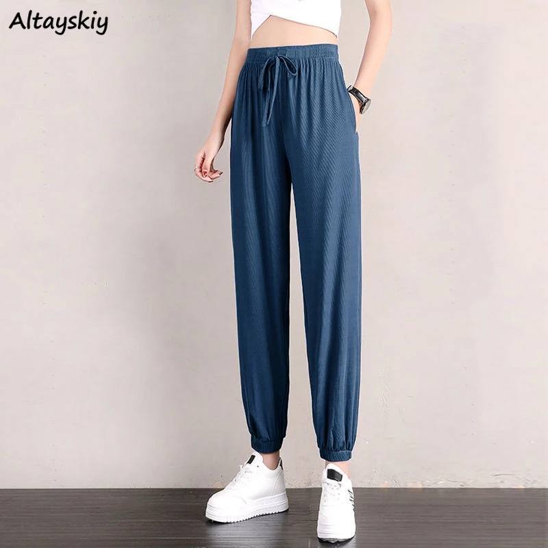 

Повседневные штаны для мужчин для женщин сплошная шикарная джоггеры размера плюс 3XL шнурок длиной до щиколотки, Комплект женские штаны-шаро...