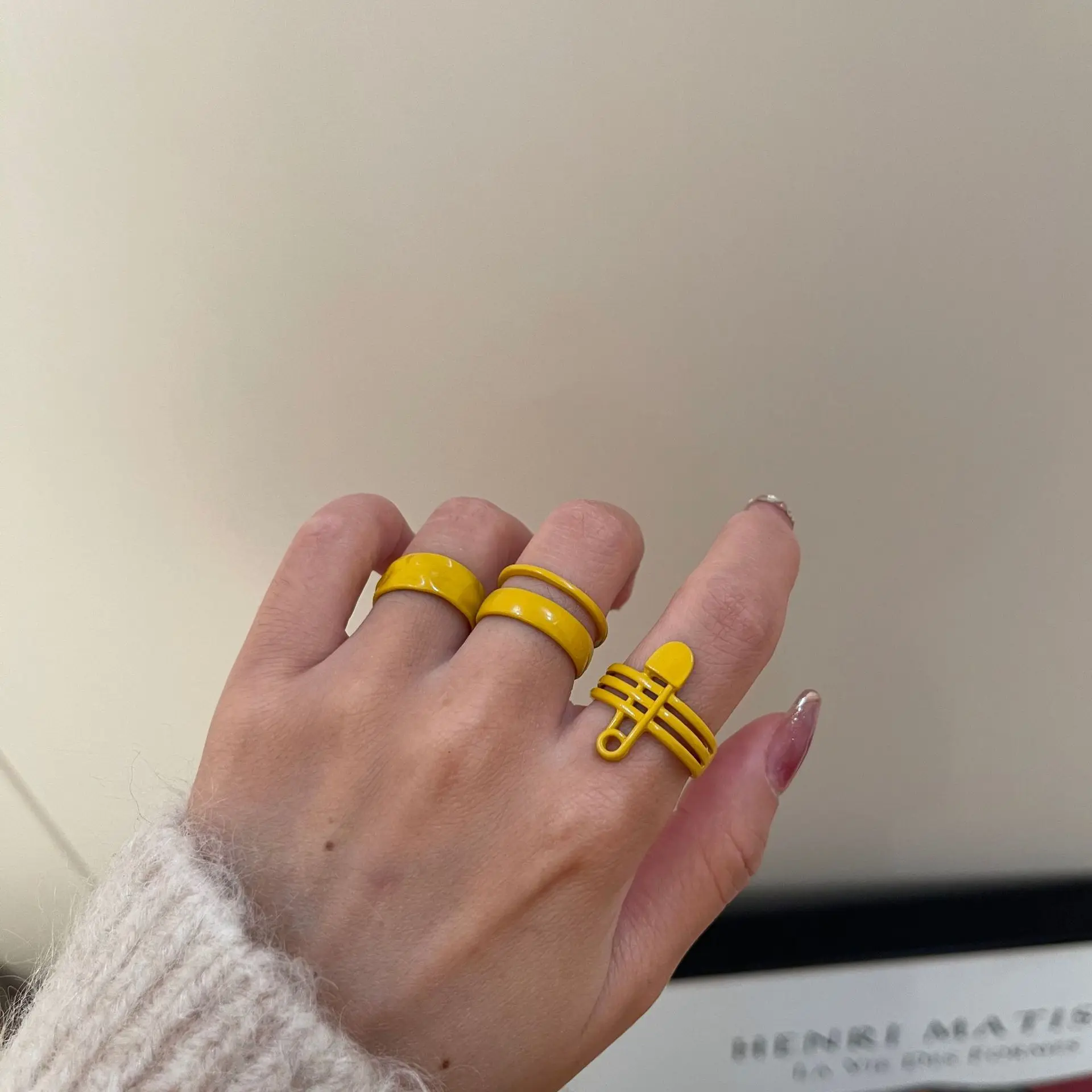 

2021 New Trendy Colorful Dripping oil Geometric Rings Hand-painted Irregular Open Rings for Women Party Jewelry