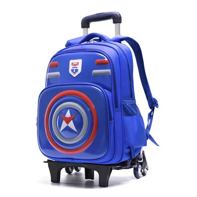 6 wheels Детский 3D рюкзак для мальчиков 5-10 лет, школьная сумка на колесиках, школьный рюкзак, чемодан на колесиках для детей - Цвет: 6 wheels
