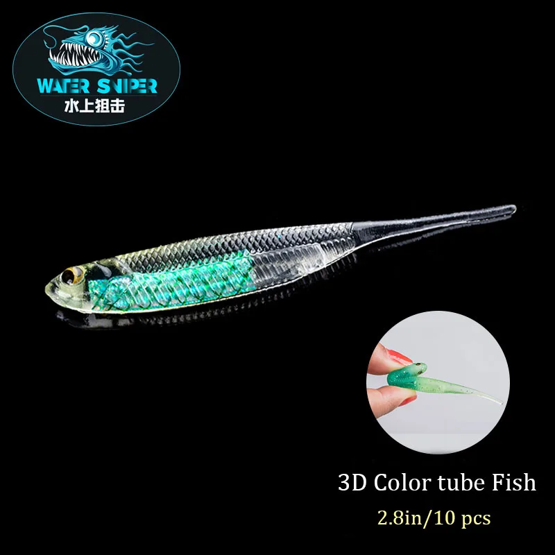 

Water Sniper Fishing Lure Silicone Bait 2.8in 2.2g Soft Needle Tail Fish Bait Luminous Artificial Worm Wobblers For Fishing