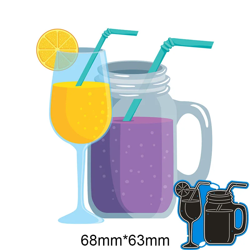 

New Metal Cutting Dies Fruit Juice For Card DIY Scrapbooking stencil Paper Craft Album template Dies 68*63mm