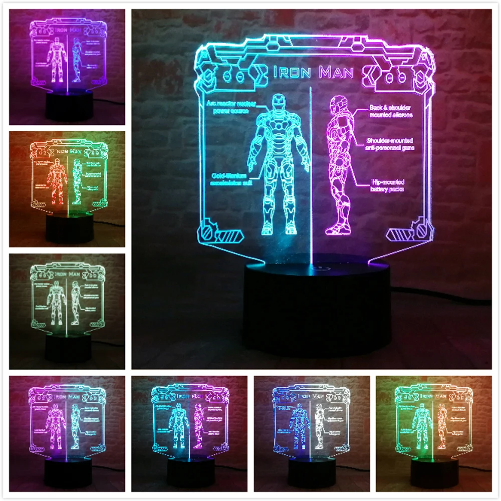 Двойной 7 цветной Железный человек аниме фигурка 3D супергерой фигурки Рождество
