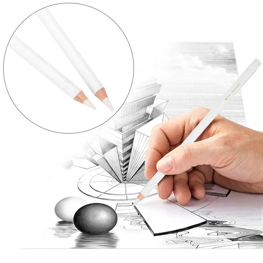 3 шт. белый уголь карандаш Профессиональный эскиз изюминка ручка художественная