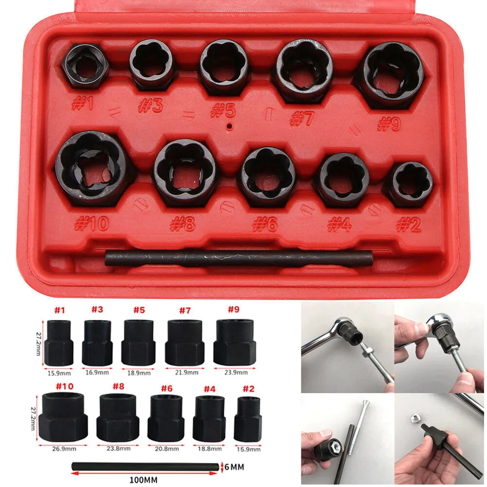 

Lug Nut Remover Removal Threading Tool Bolt Extraction Extractor Rounded