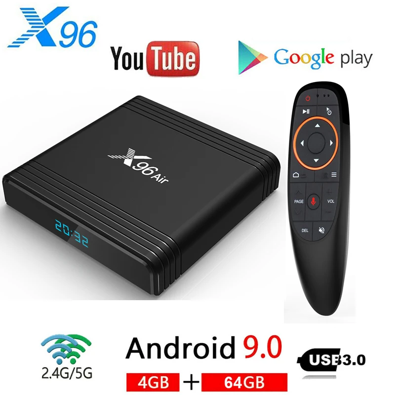 ТВ приставка X96 Air Amlogic S905X3 mini на Android 9 0 4 + 64/32 ГБ 2 4/5 ГГц Wi Fi|ТВ-приставки и