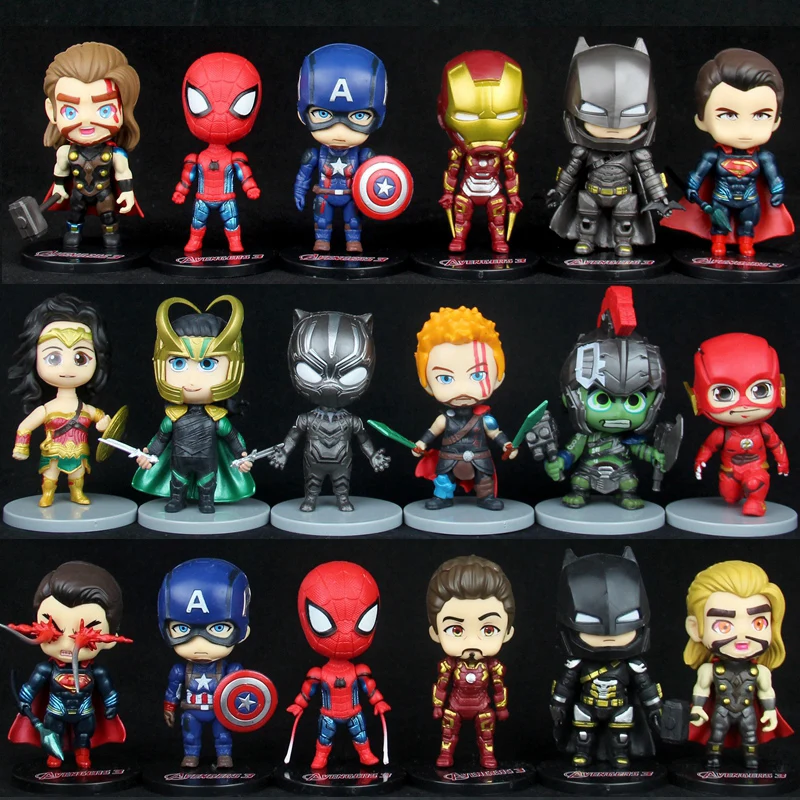 

Bandai Q Version The Avengerss Justices Leagues Hand-made Collectible Doll Model Decoration Action Figures Movable Joints Toys