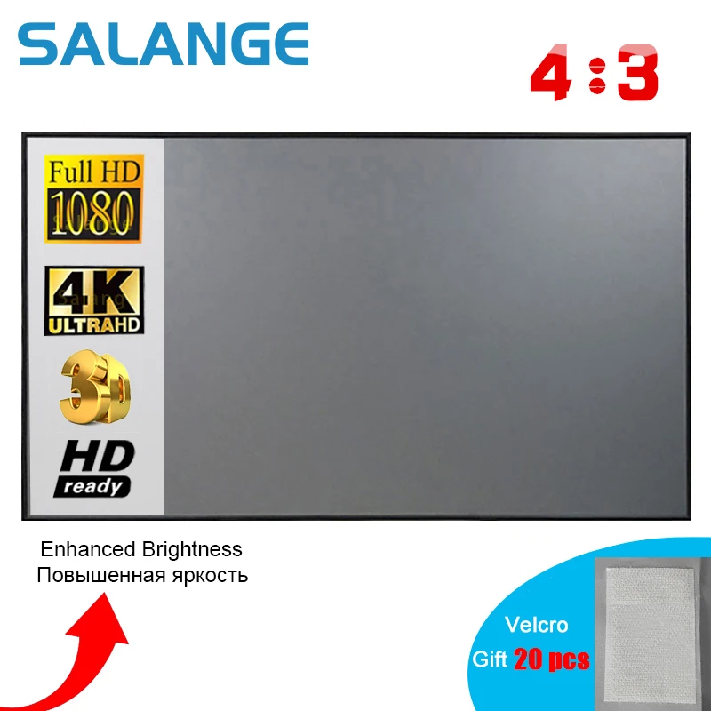 

Salange Projector Screen 4:3, 60 72 84 100 inches home outdoor office portable Video Beamer 3D 4K 1080P projection screen