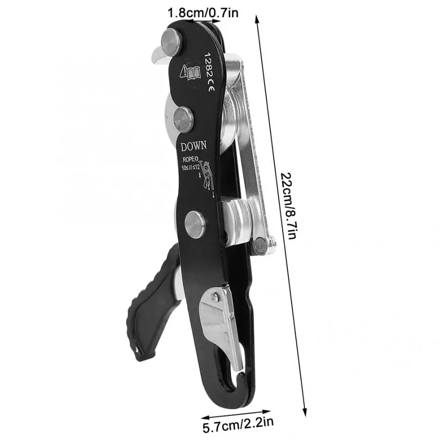 

Professional Rock Climbing Descender 150kg Self-braking Stop Rope Clamp Grab Rescue Descender Carabiner Climbing Accessories