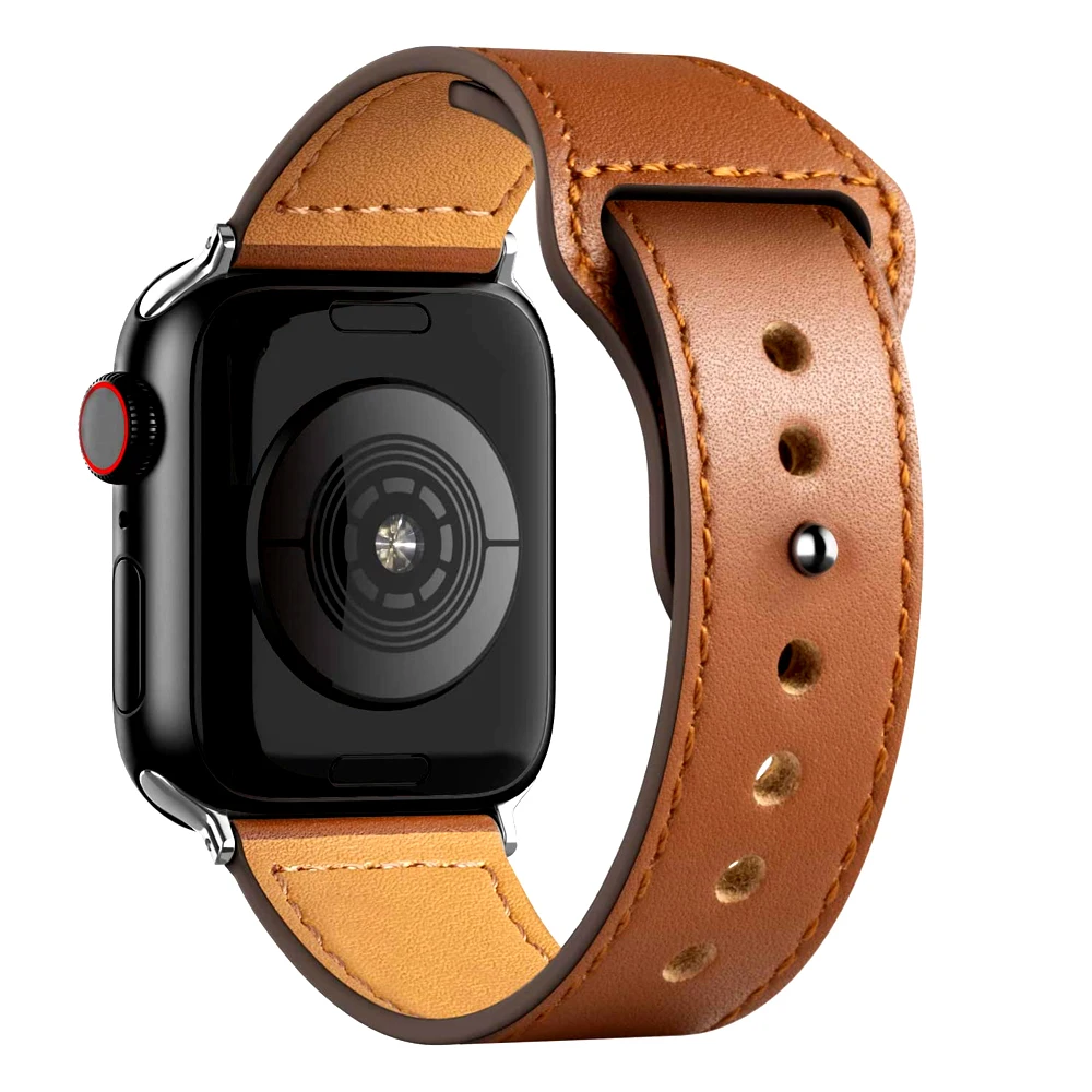 Кожаный ремешок для Apple watch band 44 мм 40 42 38 аксессуары смарт часов браслет iWatch 3 4 5 6