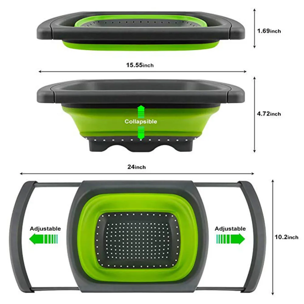Сито Силиконовый складной над раковиной выдвижной дуршлаг РУЧКА кухня складное