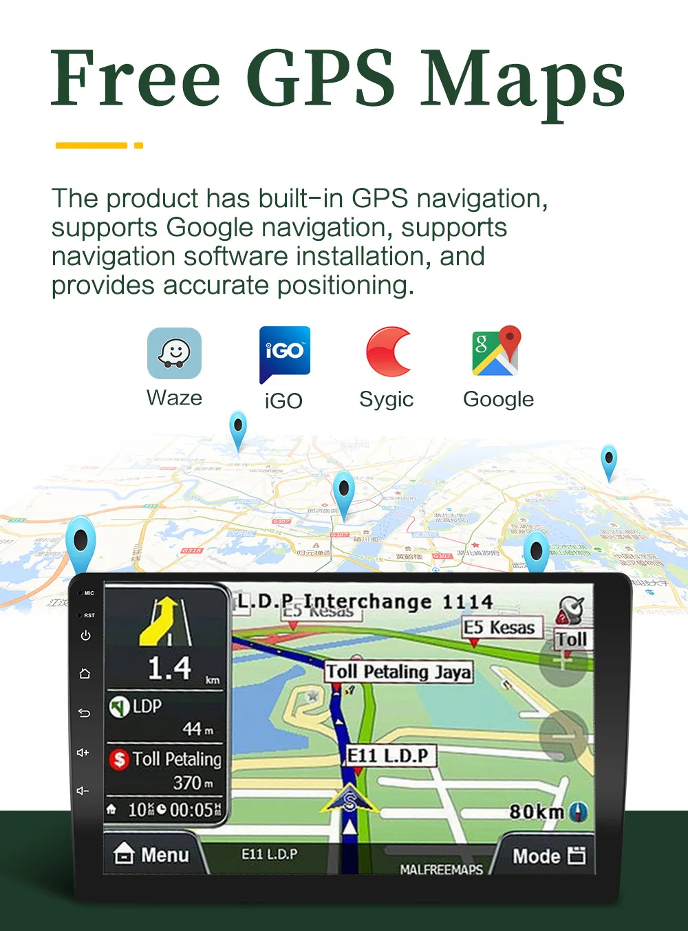 Мультимедийная магнитола мультимедийный видеоплеер на Android с Gps Wi-Fi для Nissan Hyundai Kia
