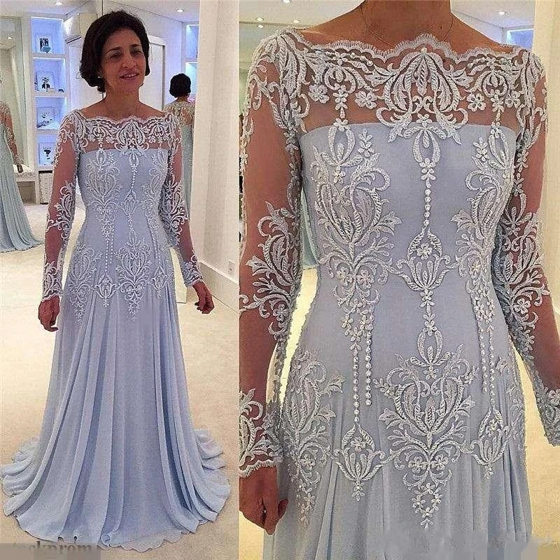 

New Long Sleeves Formal Evening Dresses 2020 Off Shoulder Appliques Lace Beads Prom Dress Evening Gowns Plus Size